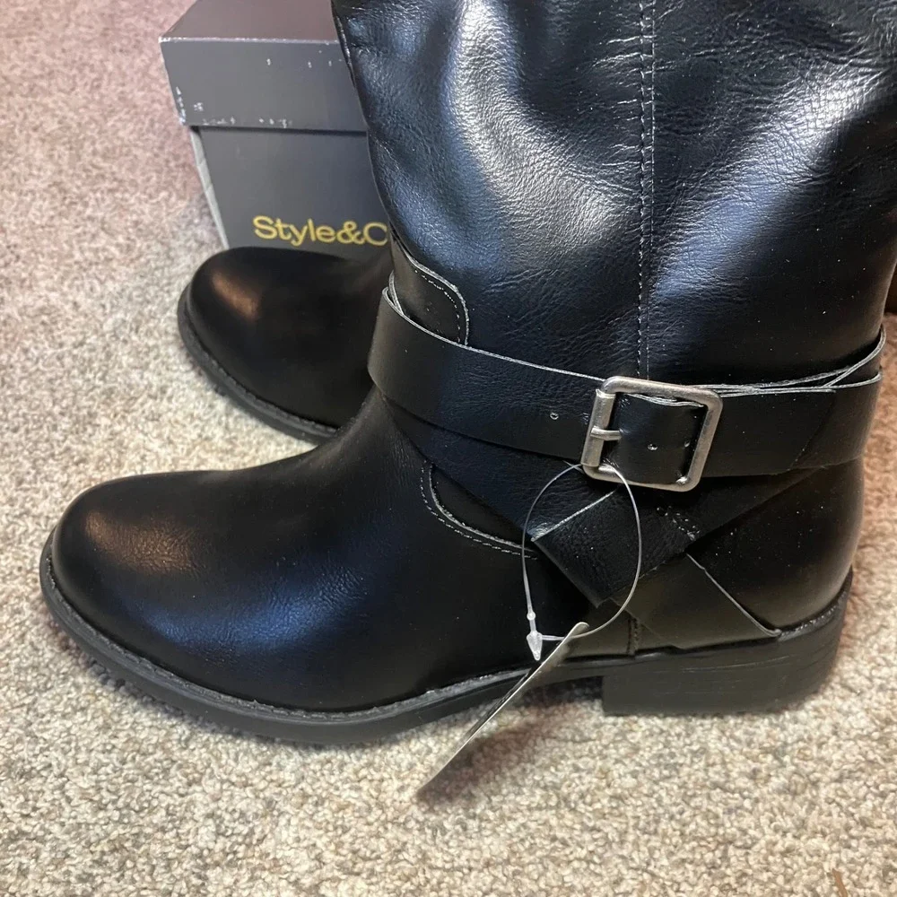 Style & Co Margoo Black Knee High Riding Boots Womens 5M F42199‎ NEW Equestrian